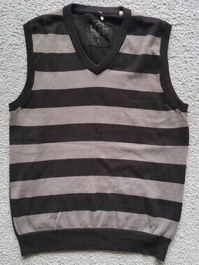 Vintage Y2K Guess Striped V-Neck Sweater Vest - Tagged Large, Fits like Small